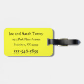 黄色いゴム製ピカピカのアヒル ラゲッジタグ (裏面横)