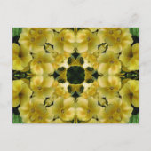 黄色いサクラソウの万華鏡のように千変万化するパターンの芸術の花の郵便はがき ポストカード (正面)