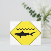 黄色いサ警告メの看板はがき ポストカード (スタンド正面)