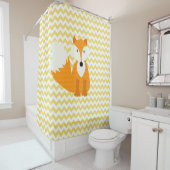黄色いシェブロンのオレンジキツネは縞で飾ります シャワーカーテン (インサイチュ)