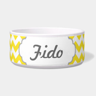 黄色いシェブロンのカスタムの文字 ボウル