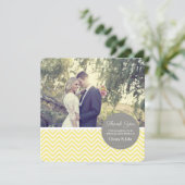 黄色いシェブロンの結婚式のサンキューカード サンキューカード (スタンド正面)