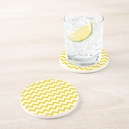 黄色いジグザグ、黄色い山形、幾何学模様 コースター (側面)