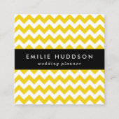 黄色いジグザグ、黄色い山形、幾何学模様 スクエア名刺 (正面)