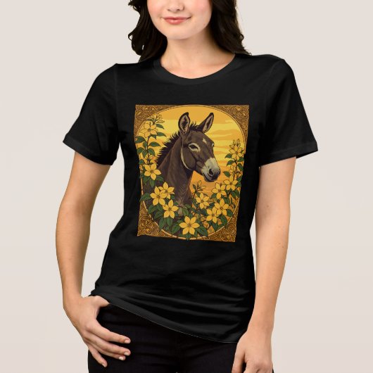 黄色いジャスミンに囲まれたラバ トライブレンドTシャツ (正面)