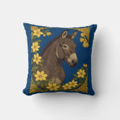 黄色いジャスミンの流れに囲まれたラバ農動物 クッション (正面)