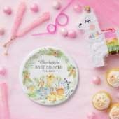 黄色いジャングル動物のベビーシャワー7"プレート ペーパープレート (パーティー)