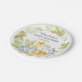 黄色いジャングル動物のベビーシャワー7"プレート ペーパープレート (アングル)