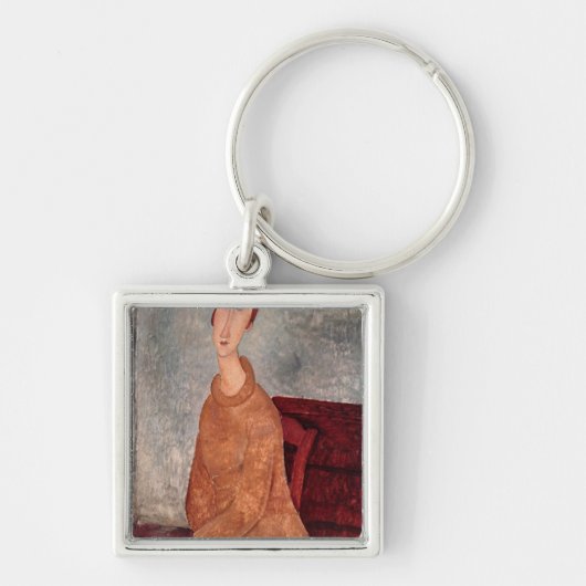 黄色いジャンパーのJeanne Hebuterne、1918-19年 キーホルダー (正面)