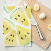 黄色いスイカのスライスのパターン キッチンタオル (四つ折り)