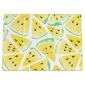 黄色いスイカのスライスのパターン ラージペーパーバッグ (正面)