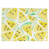 黄色いスイカのスライスのパターン ラージペーパーバッグ (裏面)