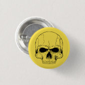 黄色いスカルボタン 缶バッジ (正面&裏面)