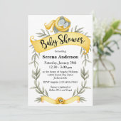 黄色いスカーフのウッドランドフクロウ赤ちゃんシャワー 招待状 (スタンド正面)