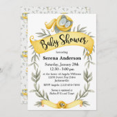 黄色いスカーフのウッドランドフクロウ赤ちゃんシャワー 招待状 (正面/裏面)