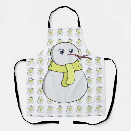 黄色いスカーフを着ている雪だるま エプロン (正面)