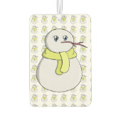 黄色いスカーフを着ている雪だるま カーエアーフレッシュナー (裏面)