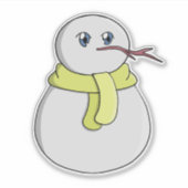 黄色いスカーフを着ている雪だるま シール (正面)