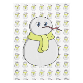 黄色いスカーフを着ている雪だるま テーブルクロス