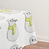 黄色いスカーフを着ている雪だるま テーブルクロス (インサイチュ)