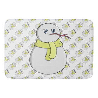 黄色いスカーフを着ている雪だるま バスマット
