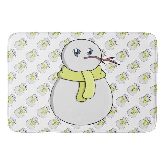 黄色いスカーフを着ている雪だるま バスマット (正面)