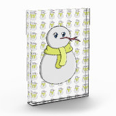 黄色いスカーフを着ている雪だるま フォトブロック (左)