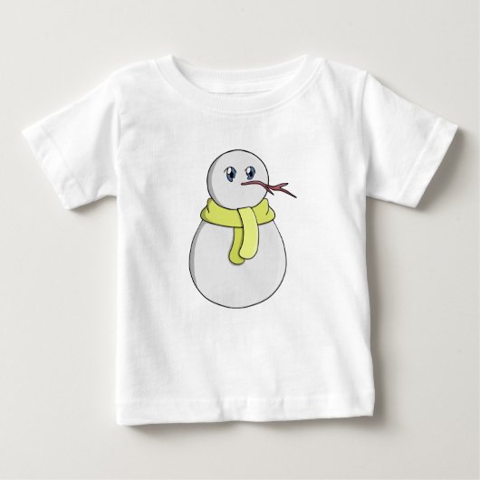 黄色いスカーフを着ている雪だるま ベビーTシャツ (正面)