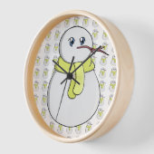 黄色いスカーフを着ている雪だるま 壁時計 (傾斜)