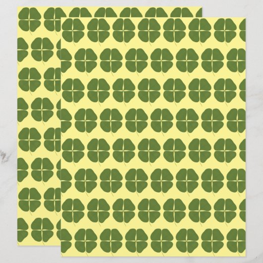 黄色いスクラップブックにリアルなシャムロック模様 (正面/裏面)