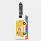 黄色いスクールバスとかわいい動物の子どもの名前 ラゲッジタグ (裏面縦)