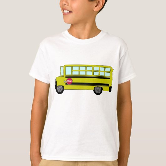 黄色いスクールバスと停車表示板 Tシャツ (正面)