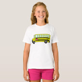 黄色いスクールバスと停車表示 Tシャツ (正面フル)