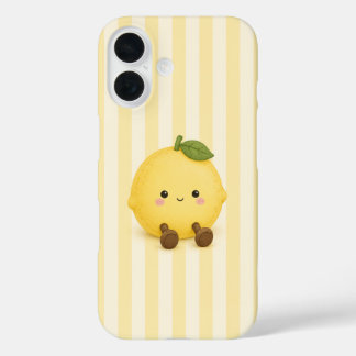 黄色いストライプのキュートなかわいいレモンのiPhoneケース iPhone 16ケース