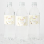 黄色いストライプのレモンと花の卒業 ペットボトルラベル (ボトル)