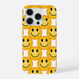 黄色いスマイリーエモジ ハッピー フェイス フォンケース iPhone 15 PROケース