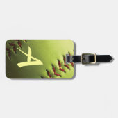 黄色いソフトボールのカスタム ラゲッジタグ (正面横)