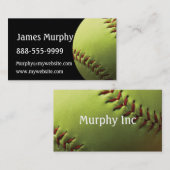 黄色いソフトボールのスポーティ 名刺 (正面/裏面)