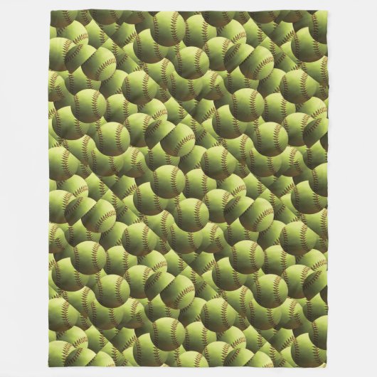 黄色いソフトボールの数々のなダイヤモンド フリースブランケット (正面)