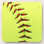 黄色いソフトボールの球 コースター (正面)