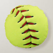 黄色いソフトボールの球 ラウンドクッション (正面)