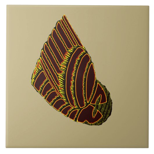 黄色いタイルの鳥アールデコ タイル (正面)