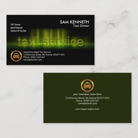 黄色いタクシーサービスの音波 名刺 (正面/裏面)