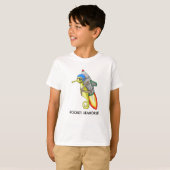 黄色いタツノオトシゴのジェットパック搭乗 Tシャツ (正面フル)