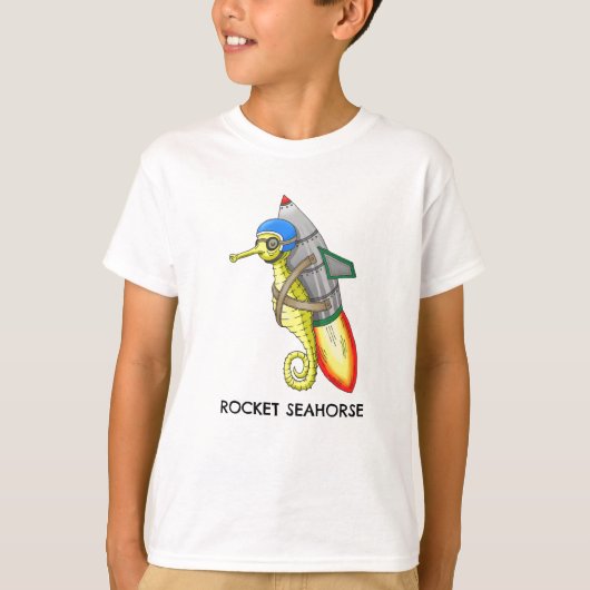 黄色いタツノオトシゴのジェットパック搭乗 Tシャツ (正面)