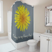 黄色いタンポポの花色の文字 シャワーカーテン (インサイチュ)