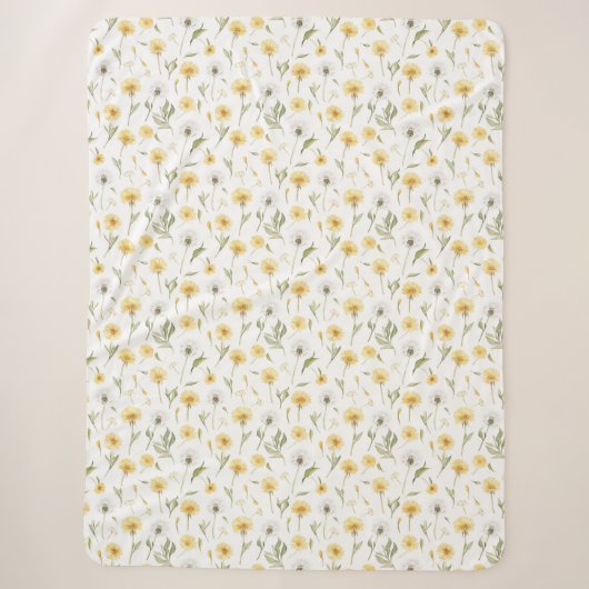 黄色いタンポポの花 白いタンポポの花 シェルパブランケット (正面)
