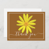 黄色いダイジー ライトブラウンの背景 ありがとう ポストカード (正面/裏面)