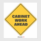 黄色いダイヤモンドの道路標識のキャビネットの作業を進める シール (シート)