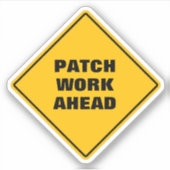 黄色いダイヤモンドの道路標識パッチが前方でおもしろい機能 シール (正面)